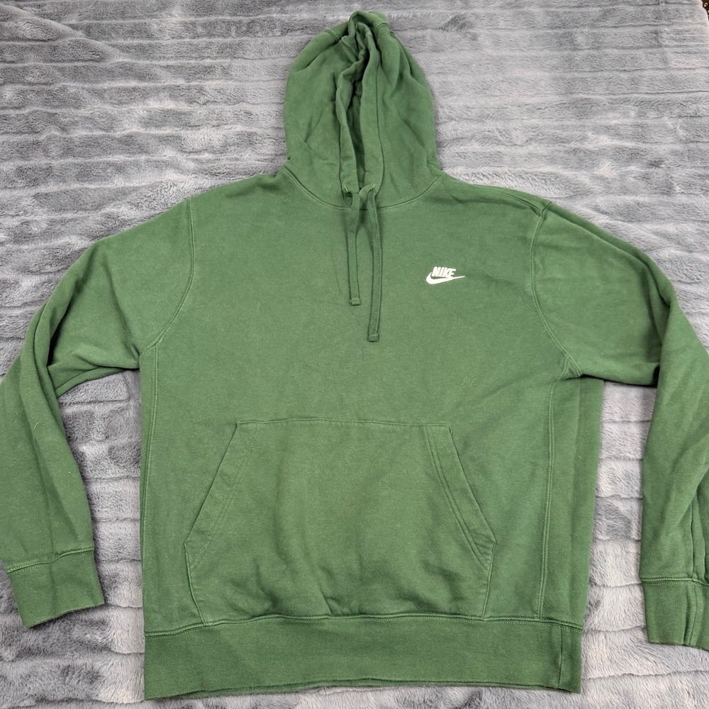 Nike Mens Club Fleece Pullover Hoodie Green BV2654-323 Medium